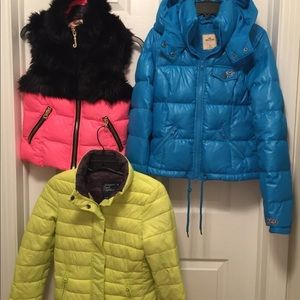 Coats puffer vest fur pink green neon blue women’s